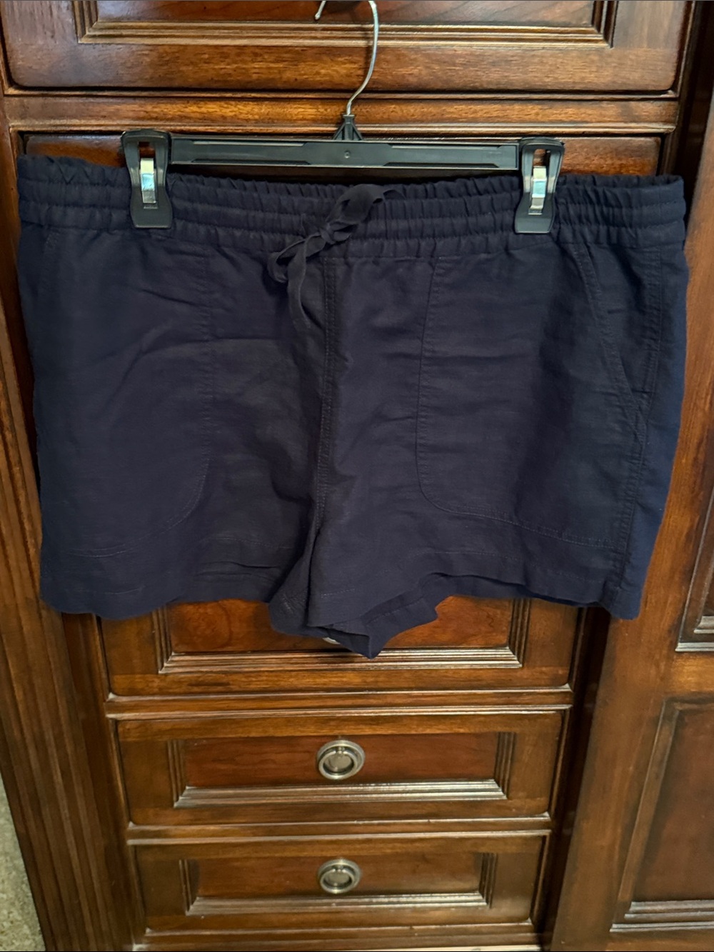 J. Crew Navy Drawstring Linen-Blend Shorts